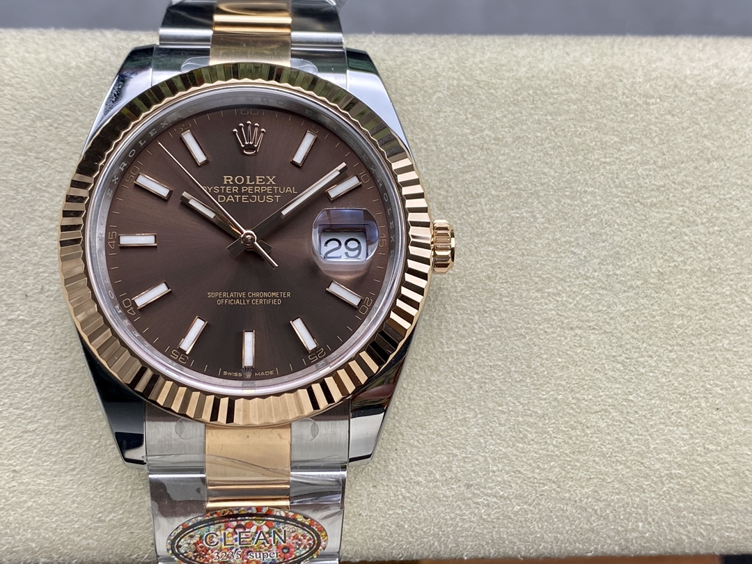 クリーンファクトリーメイド ロレックス ローズゴールドデイトジャスト41mm 側面に白が漏れない 3235ムーブメント