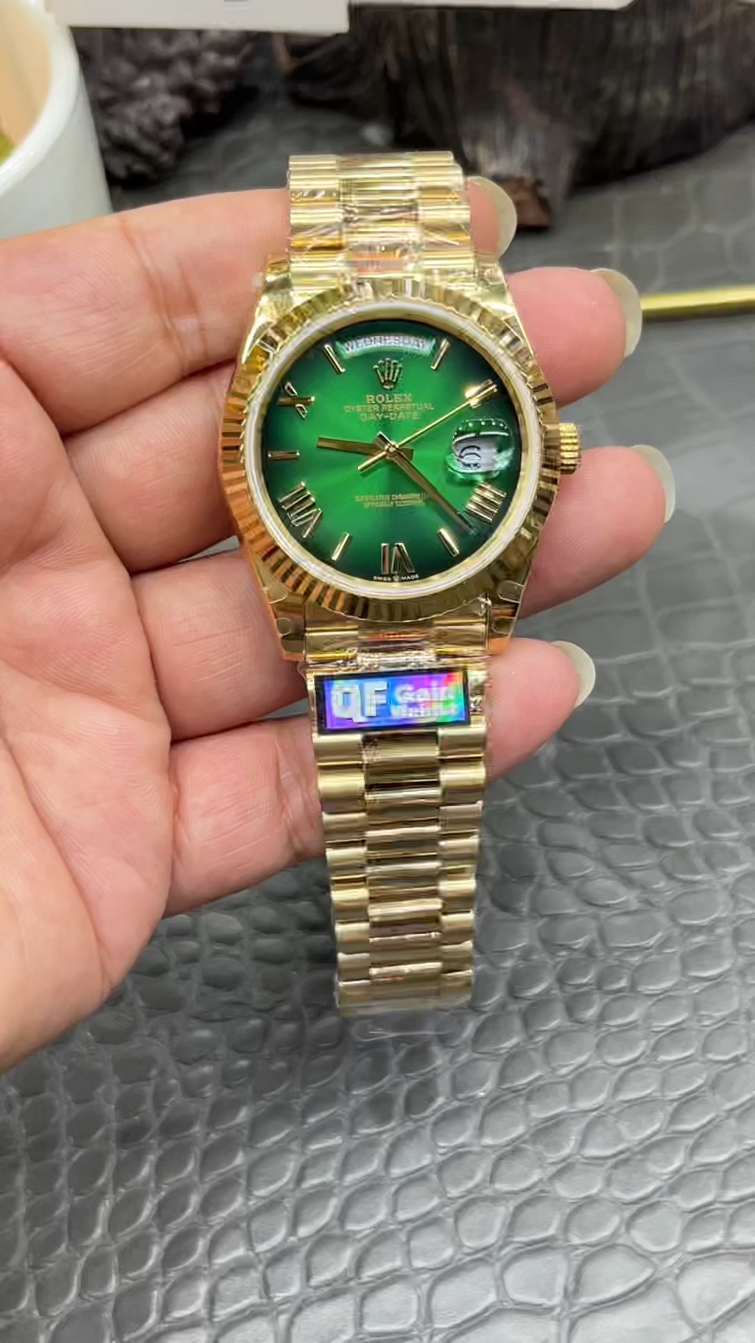 QFロレックス 賭け卓グリーン ウェイト付きモデル 186g/40mm/シーガル2836フルオートマチックメカニカル