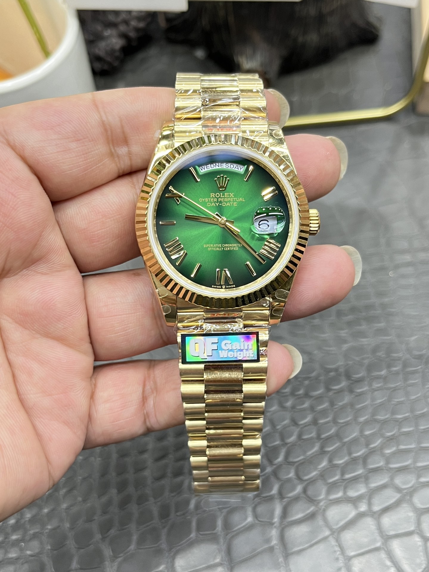 QFロレックス ギャンブルテーブル グリーン バランスウェイト バージョン 186g/40mm/シーガル2836フルオートマチックメカニカル
