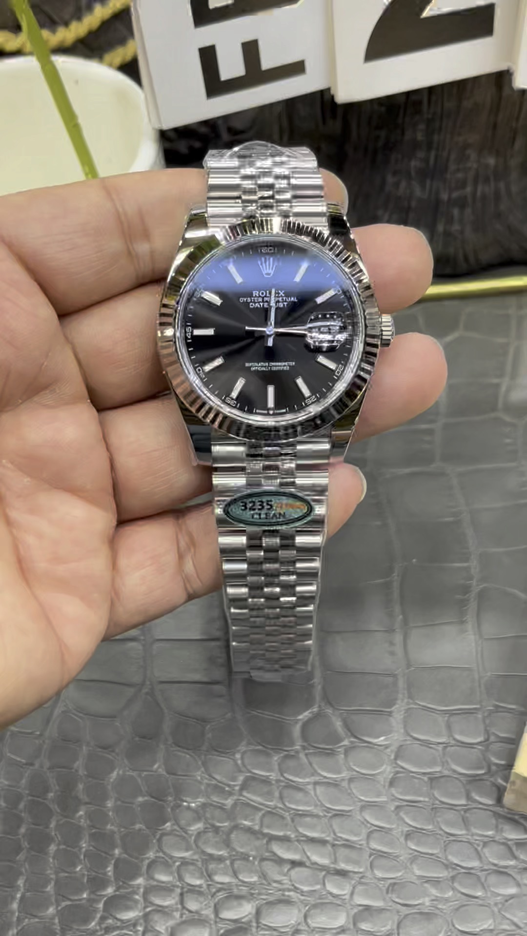 CVS ロレックス デイトジャスト / 41mm ブラック デイトジャスト / 上海改造 丹東3235 一体型自動巻き機械式時計