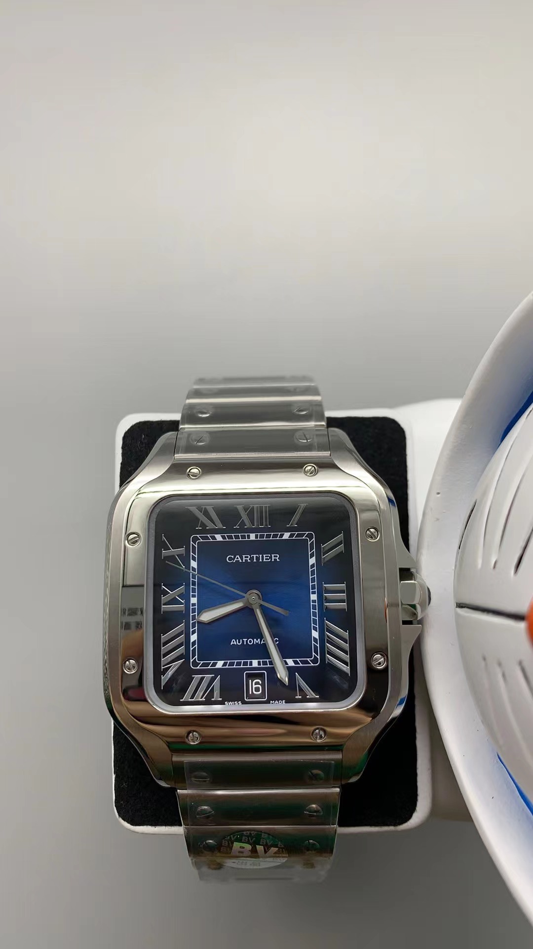 BVファクトリーメイド、40mm、サントスブルーダイヤル