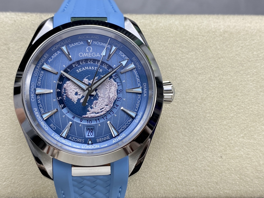 VS オメガ アイスブルー ワールドタイム 8938ムーブメント 43mm