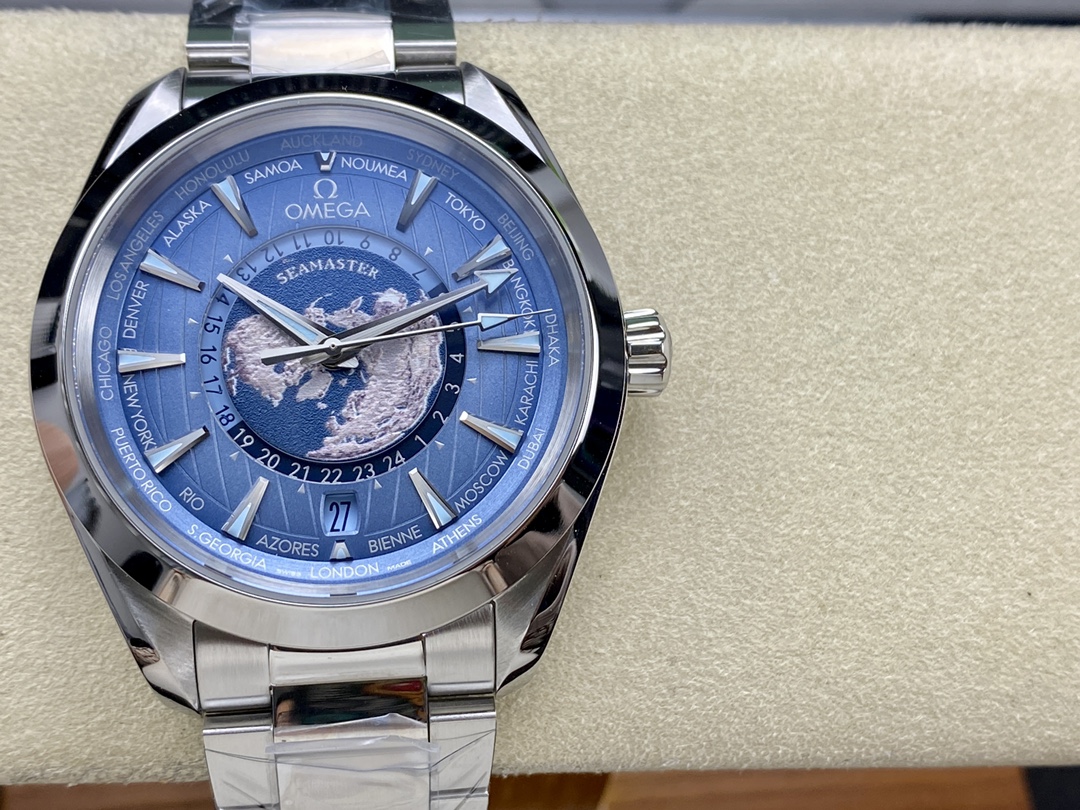 VS オメガ アイスブルー ワールドタイム 8938ムーブメント 43mm