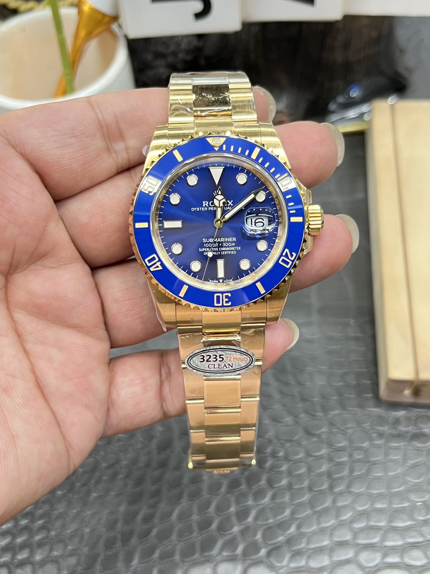 ロレックス オールゴールド 青サブマリーナ/41mm オールゴールド 青サブマリーナ/上海ムーブメント改丹東（カスタム・ダントン）3235フルオートマチック